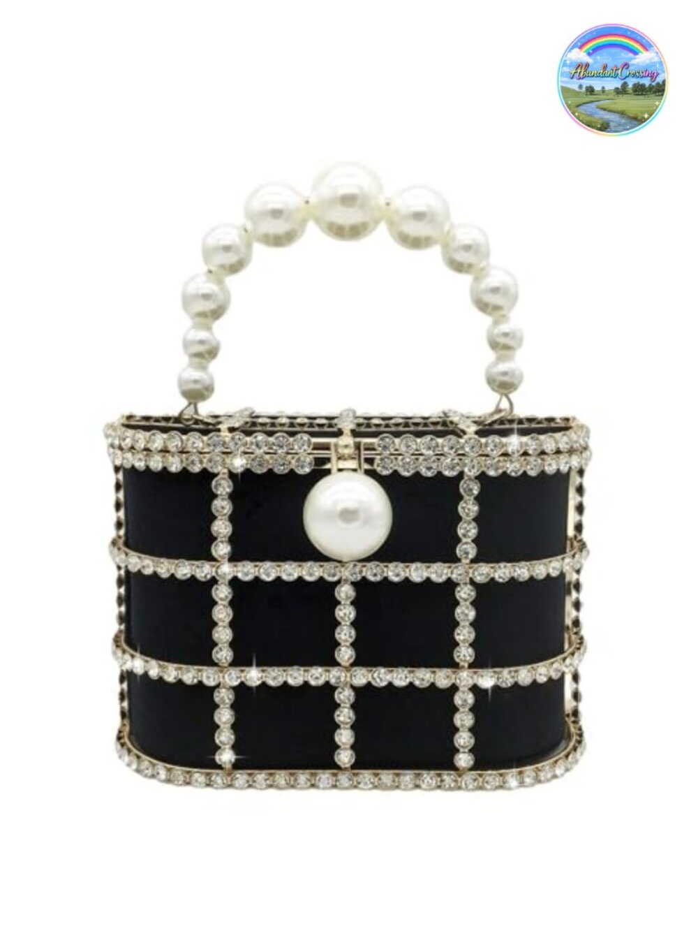 Crystal Rhinestone Evening Bucket Bag Pearl Clutch Wedding Party